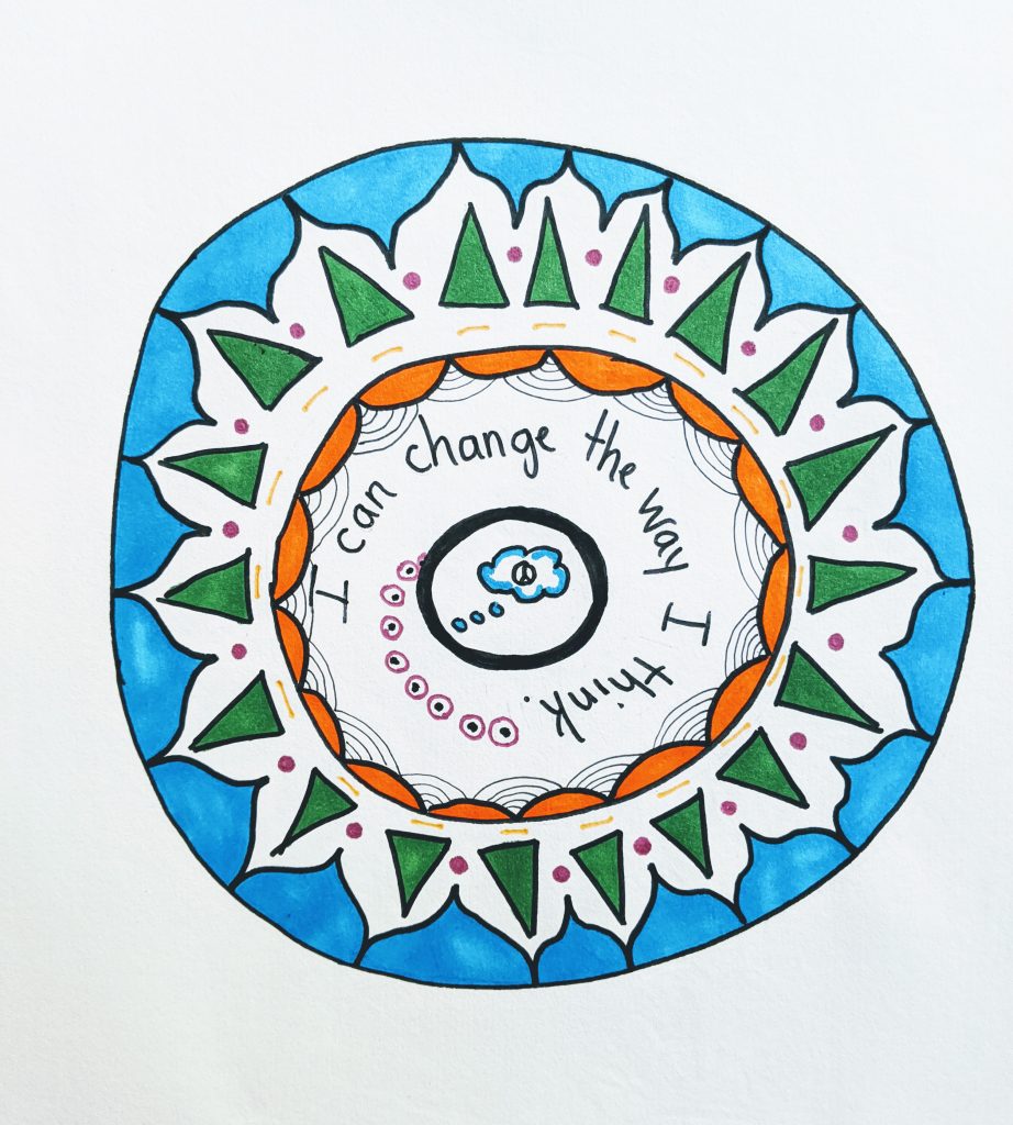 Decorated circle with words and design